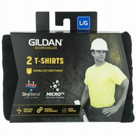 GILDAN Xxl Blk S/S T-Shirt 2PK 1297044